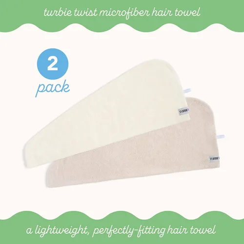 Miniatura 3 de Turbie Twist Paquete de 2 toallas de microfibra para el cabello para belleza, viajes, regalos, turbante envolvente para cabello liso, ondulado