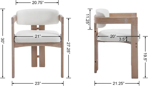 Miniatura 2 de Juego de 4 sillas de comedor modernas de barril, sillas de comedor tapizadas con respaldo curvado y patas de madera, sillas laterales de lino