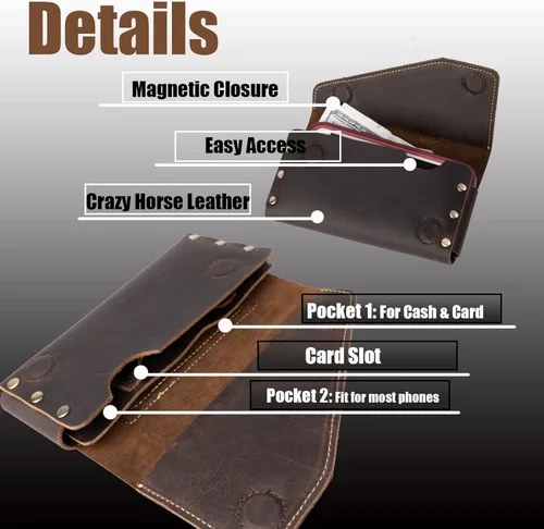 Miniatura 4 de Topstache Funda de cuero para iPhone 17/16/15 Pro Max, Galaxy S25/S24 Ultra - Funda para teléfono celular con trabilla para cinturón - Funda
