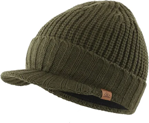Home Prefer - Gorro de punto grueso de invierno con visera para hombre