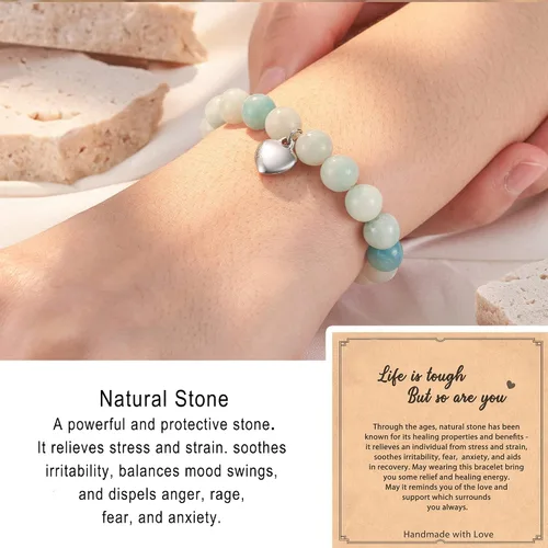 Miniatura 42 de HGDEER Regalos Get Well Soon, pulsera de amatista de piedra natural para mujeres y hombres