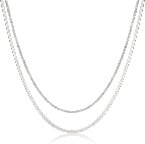 Miniatura 51 de Collares en capas para mujer, chapados en plata, delicada cuerda torcida de serpiente, delicado collar en capas, gargantilla de diferentes