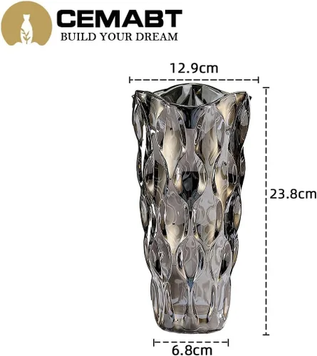 Miniatura 2 de CEMABT Floreros de vidrio irrompibles de 9.5 pulgadas y 3.4 libras para flores, jarrón grueso Morden para mesas de centros de mesa, coloridos, Gris