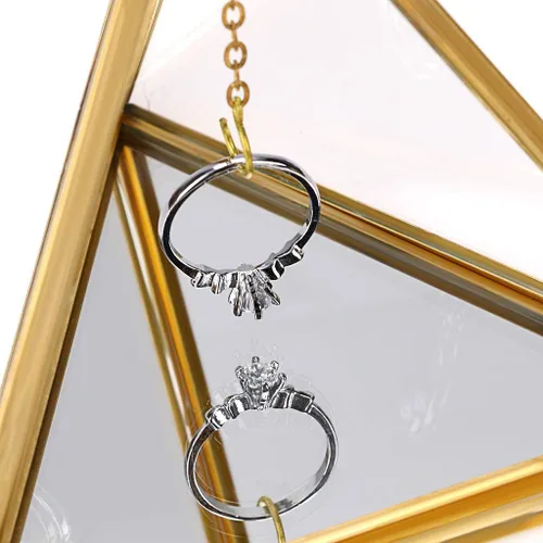 Miniatura 4 de Hipiwe Soporte de exhibición de anillos de joyería, soporte de anillo de cristal, caja de joyería geométrica de cristal, caja de regalo para anillos