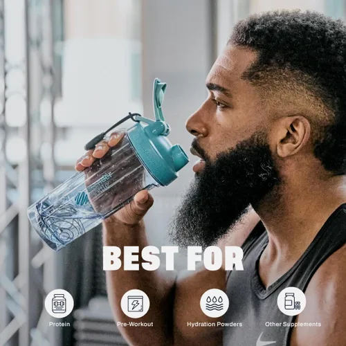 Miniatura 5 de BlenderBottle - Botella agitadora Pro Series perfecta para batidos de proteínas y preentrenamiento, 32 onzas, azul ceruleo