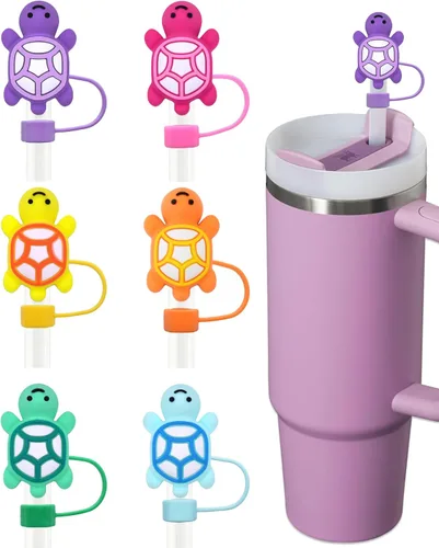 Miniatura 7 de Azul Accesorios Simples y Modernos para Tazas, Cubierta de Pajita con Patrón de Sirena para Vasos, Tapas de Pajita de Silicona para Amreich Simple