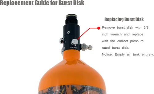 Miniatura 8 de Universal 1.8K 3K 5K 7.5K HPA Burst Disk 3/8-24 UNF Unificado de Cobre Paintball Regulador de Tanque de Aire Comprimido Discos de Ráfaga