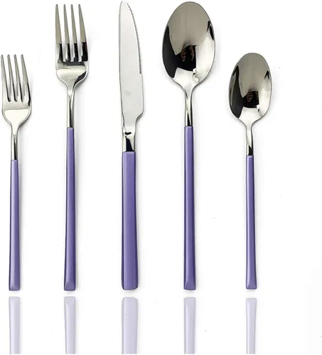 Miniatura 15 de JASHII Juego de cubiertos de 20 piezas de cubiertos de acero inoxidable 18/10 para 4, regalo resistente, cuchillo pulido espejo, tenedor, cuchara