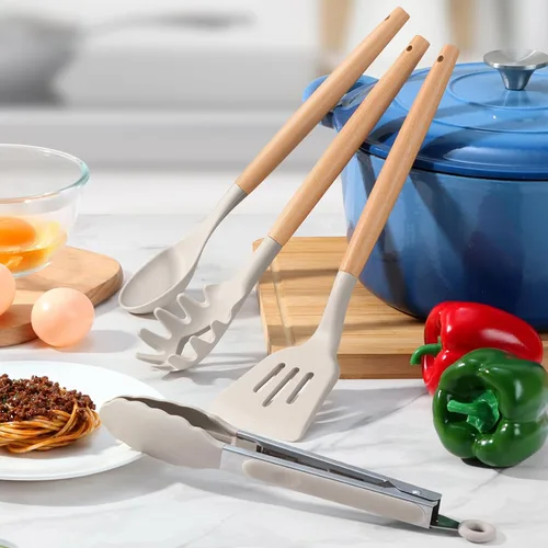 Miniatura 5 de LIANYU Juego de utensilios de cocina de 15 piezas con soporte, utensilios de cocina de silicona que incluyen espátula, pinzas, espátula, espátula