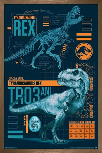 Miniatura 15 de Trends International Jurassic World: Fallen Kingdom - Póster de pared T-Rex, 14.725 x 22.375 pulgadas, versión enmarcada de madera de granero