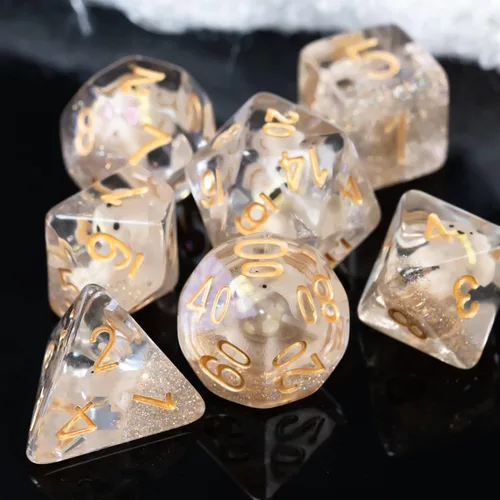 Miniatura 6 de Cusdie Dados DND de 7 troqueles, juego de dados poliédricos rellenos de animales, para juegos de rol, dados D&D (perro gris)