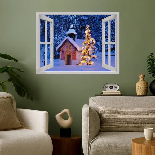 Miniatura 20 de wall26 Adhesivo de Pared Papá Noel Llevando Regalos Ventana Abierta Mural, No Se Despega y No Se Pega, Papel Tapiz No Tejido Decorativo
