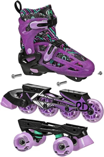 Miniatura 4 de Roller Derby Falcon 2 en 1 Combo Quad y Patines en línea para niños, tamaño ajustable Púrpura/Negro