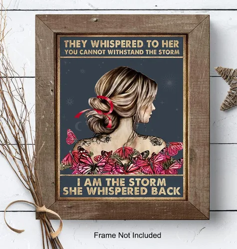 Miniatura 8 de They Whispered to Her You Cannot Withstand The Storm - Arte de pared con cita inspiradora - Decoración de pared de mariposa - Regalos motivacionales