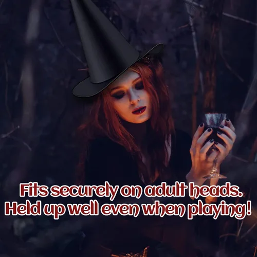Miniatura 6 de Legigo Sombrero de bruja para disfraz de Halloween, sombrero de bruja colgante negro, accesorios de disfraz de bruja para Halloween, fiesta de 12