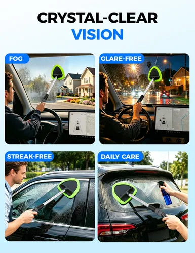 Miniatura 8 de XINDELL Herramienta de Limpiador de Parabrisas – Kit de Limpieza de Ventanas Interiores de Coche con Mango Extensible y 4 Almohadillas