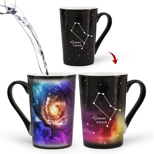 Miniatura 16 de Taza de constelación cambiante de calor de Acuario de 12 onzas, taza de café de Acuario con grabado, taza de café de cerámica que cambia