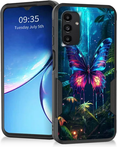 Miniatura 114 de Funda para Galaxy A14 5G, resistente de doble capa híbrida de policarbonato duro, goma suave, a prueba de golpes, funda protectora resistente