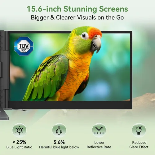 Miniatura 3 de Blackview DCM8 - Extensor de pantalla triple para laptop, pantalla externa portátil 1080P FHD IPS de 15.6 pulgadas, dos cables USB C de viaje