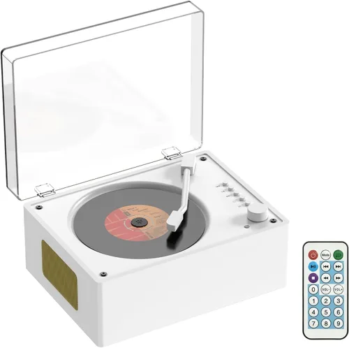 Miniatura 9 de Walnut Wood Grain CD Player with Bluetooth 5.3 - Retro Desktop Music Player, Dual HI-FI Speakers, 3600mAh Battery, Remote Control, 2-Year Warranty