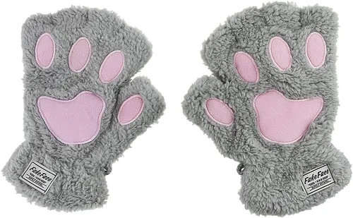 Miniatura 13 de FakeFace Lindos guantes de felpa de piel sintética sin dedos para niñas y mujeres