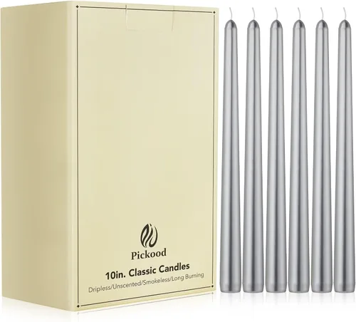 Miniatura 20 de Velas cónicas largas de 10 pulgadas sin aroma y sin goteo de 30 unidades, paquete a granel - Velas cónicas blancas a granel, perfectas para bodas