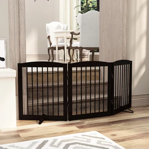 Miniatura 7 de PUPETPO Puerta independiente para mascotas para perros, puerta plegable de madera para perros para casa, puerta interior para perros para puertas