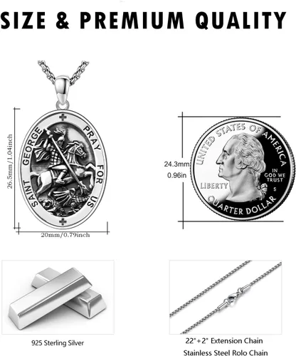 Miniatura 121 de Collar de plata de ley 925 con medalla de San Patrón, colgante de protección católica, amuleto, joyería religiosa para hombres y mujeres