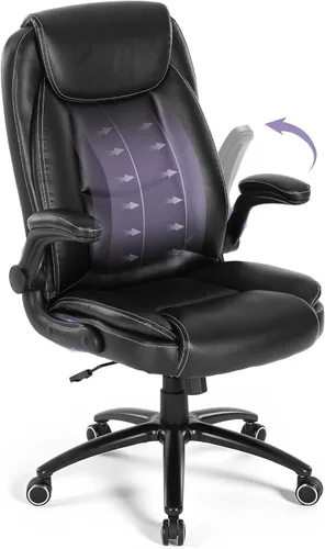 MALOL Silla de oficina ergonómica de piel sintética, altura ajustable y tensión de inclinación, asiento acolchado de 300 libras de grosor, silla de