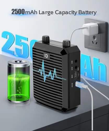 Miniatura 7 de SHIDU Amplificador de voz de 18 W para profesor con micrófono inalámbrico, altavoz Bluetooth portátil y megáfono, sistema amplificador de potencia