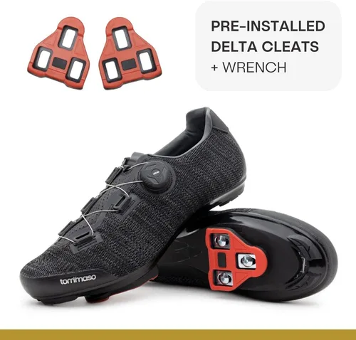 Miniatura 4 de Tommaso Strada Ready to Ride - Zapatos de ciclismo de interior para hombre diseñados para pelotón con tacos Delta de aspecto preinstalados zapatos