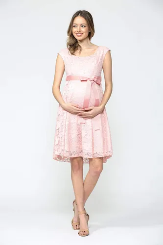 Miniatura 6 de HELLO MIZ Vestido de cóctel con cintura de cinta de encaje floral de maternidad