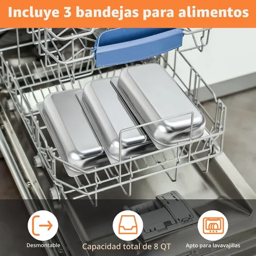 Miniatura 8 de Giantex Servidor de Buffet y Calentador de Alimentos Eléctrico, Bandeja de Calentamiento de Alimentos 2 en 1, Temperatura Ajustable, 3 Bandejas