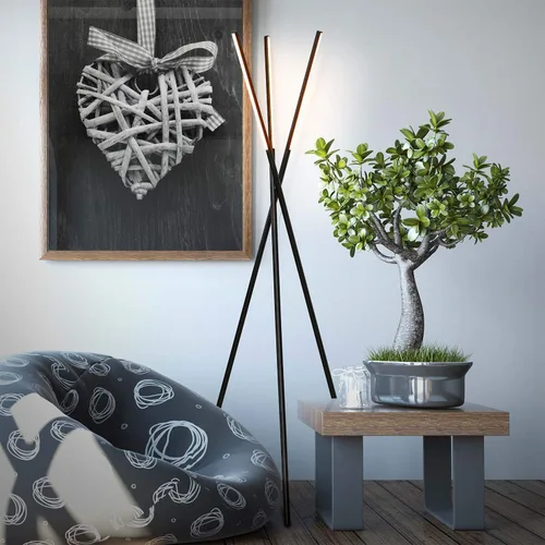 Miniatura 5 de Brightech Stix - Lámpara de pie LED con trípode para sala de estar, lámpara de pie moderna regulable, con 3 luces para dormitorio, iluminación Negro