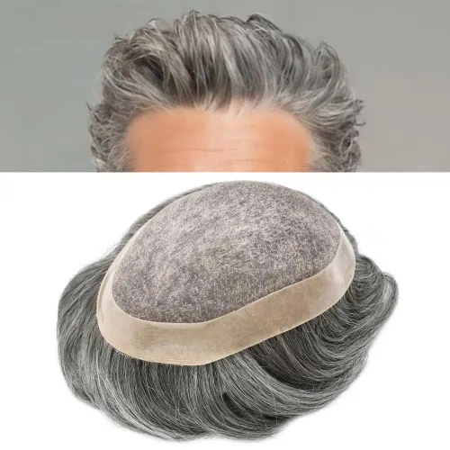 Miniatura 65 de Toupee de cabello humano fino mono revestido de poliéster para hombre, postizo de monofilamento duradero NPU monofilamento tupé para hombres