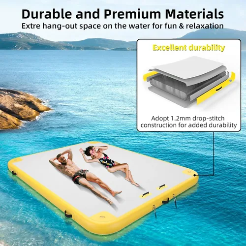 Miniatura 3 de Plataforma flotante inflable de 6 pies/8 pies/10 pies/12 pies, almohadilla de agua inflable para adultos, tapete flotante de aire para múltiples