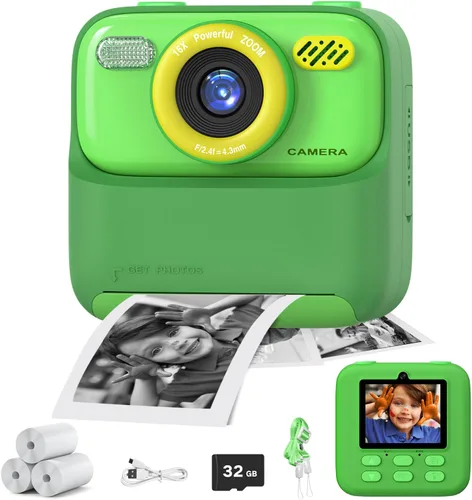 Miniatura 12 de Masterbee Cámara para Niños con Impresión Instantánea, Regalos de Cumpleaños para Niñas y Niños, Cámara Digital para Niños, Video HD 1080P, Juguetes
