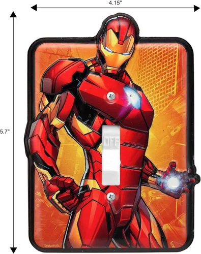 Miniatura 6 de Marvel Iron Man - Placa de interruptor de luz de metal en relieve, decoración de placa de interruptor de Iron Man para dormitorio o cueva de hombre