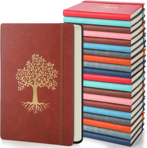 Miniatura 10 de Dispowreath Paquete de 10 cuadernos rayados de cuero A5 de tapa dura para escribir, 200 páginas, 10 colores, bloc de notas para viajes, trabajo