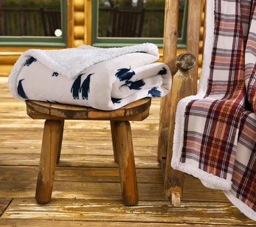 Miniatura 6 de Eddie Bauer - Manta de forro polar cepillado y ropa de cama Sherpa de felpa, manta para sofá y cama (azul pingüino emperador, 50 x 60 pulgadas)