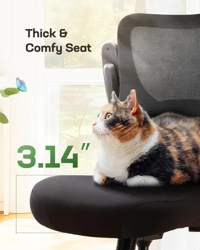 Miniatura 4 de Marsail - Silla ergonómica de oficina con soporte lumbar ajustable, reposabrazos de poliuretano ajustables en 3 direcciones y respaldo de malla