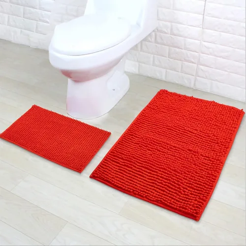 Tapete de baño de felpilla de microfibra, tapete de baño para bebé, lavable, secado rápido, absorbente de agua, tapete para ducha (19.2 x 31.1 Rojo