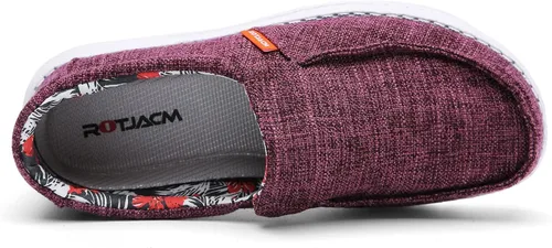 Miniatura 4 de ROTJACM Zapatos casuales de tela para mujer, zapatos de lona cómodos y anchos con puntera tipo mocasín, ligeros, zapatos para caminar al aire libre