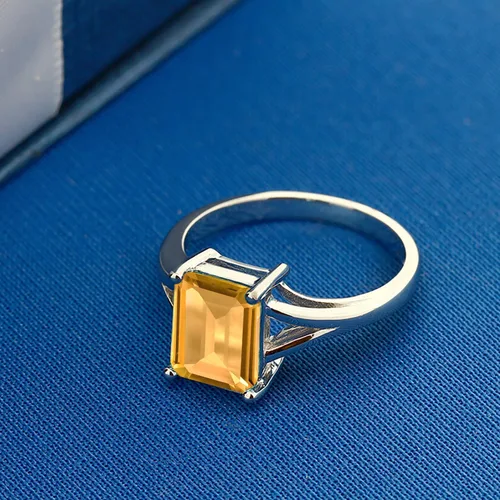 Miniatura 73 de Gem Stone King Anillo de compromiso solitario con diseño clásico de vástago dividido para mujer, plata de ley 925, piedra natal de piedra preciosa
