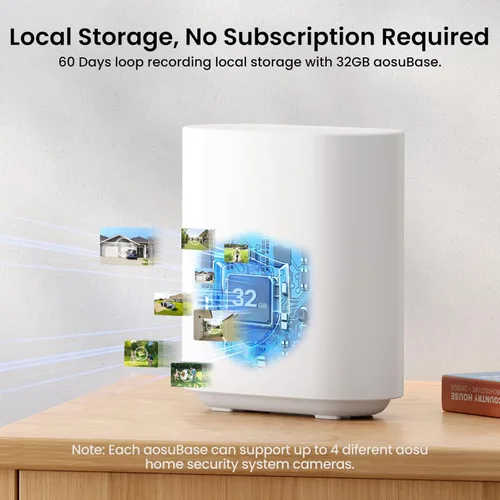 Miniatura 2 de aosu Cámaras de seguridad de 3K/5MP Sistema de vigilancia inalámbrica para el hogar, alimentado por energía solar, ultra gran angular de 166°