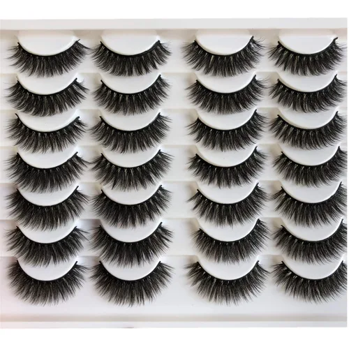Miniatura 13 de ALICROWN - Pestañas postizas peludas, pestañas postizas naturales, pestañas postizas de visón completo, pestañas rizadas C, paquete de 12 pares