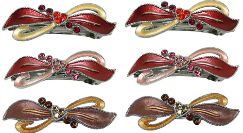 Miniatura 14 de Dz Pk Pasadores, 12 unidades, lazo para el pelo con lazo en una cinta, pinzas para el pelo francés, 2 Ea 6 colores YY86400-1-D