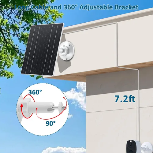 Miniatura 6 de Zivif Panel solar para cámara de seguridad al aire libre, cargador solar USB C de 10 W compatible con cámara recargable de 5 V, montaje ajustable
