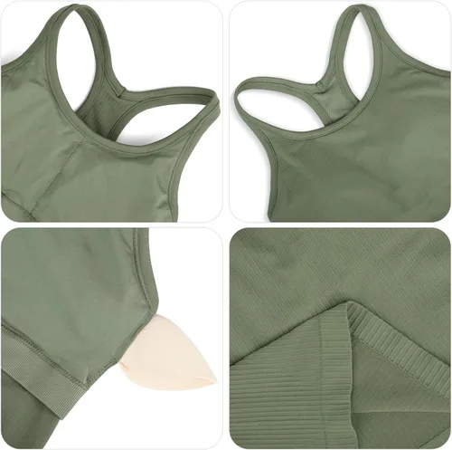Miniatura 31 de sphinx cat - Camiseta corta de entrenamiento para mujer, camiseta sin mangas, acanalada, con espalda cruzada y brasier integrado