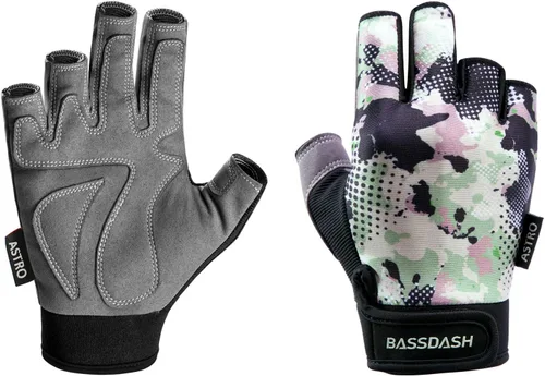 Miniatura 8 de BASSDASH Guantes de pesca Astro para hombres y mujeres, guantes sin dedos para pesca deportiva, kayak, remo, vela, MTB Gris